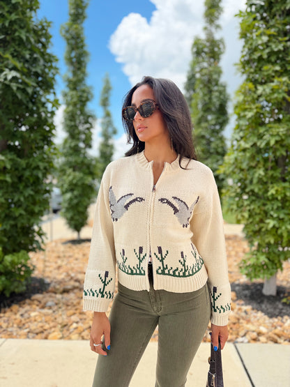 SONG BIRD ZIP SWEATER