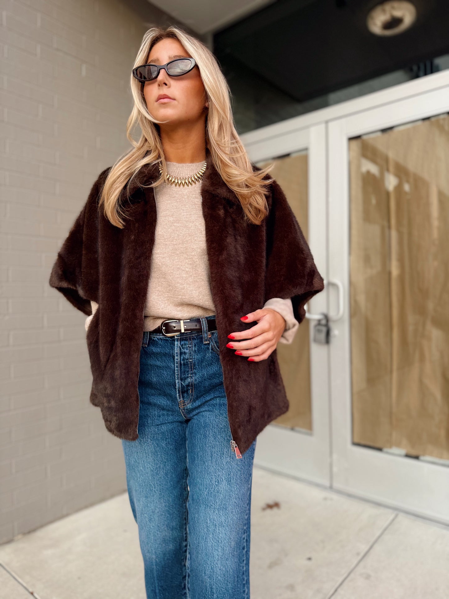 FAUX FUR CAPE