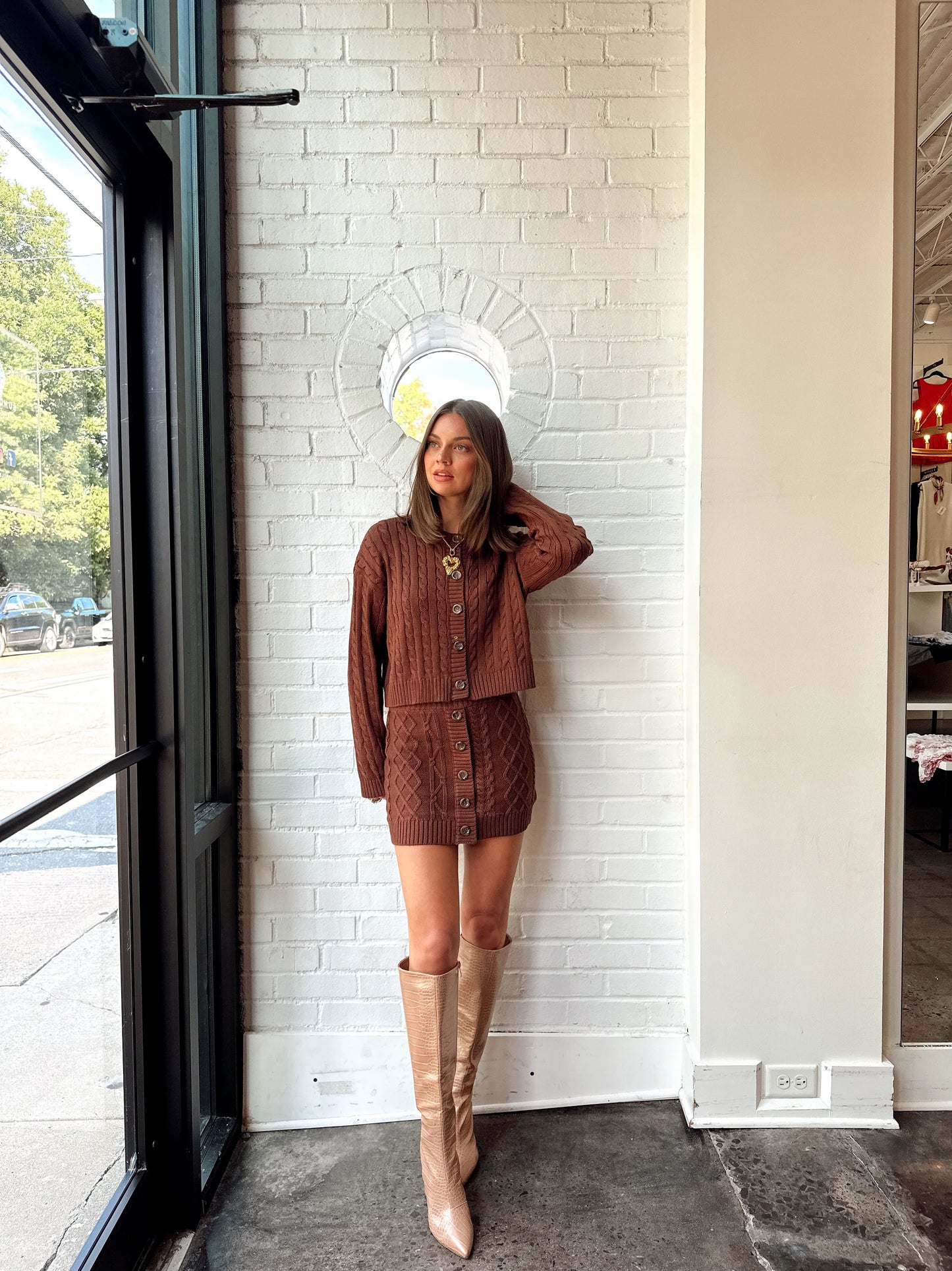 CABLE KNIT MINI SKIRT