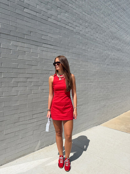 BOAT NECK MINI DRESS