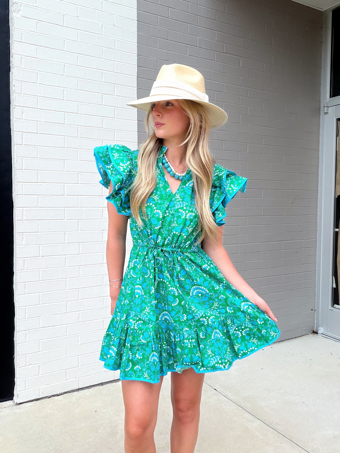 ALINA FLORAL RUFFLE MINI DRESS