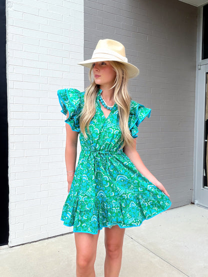ALINA FLORAL RUFFLE MINI DRESS