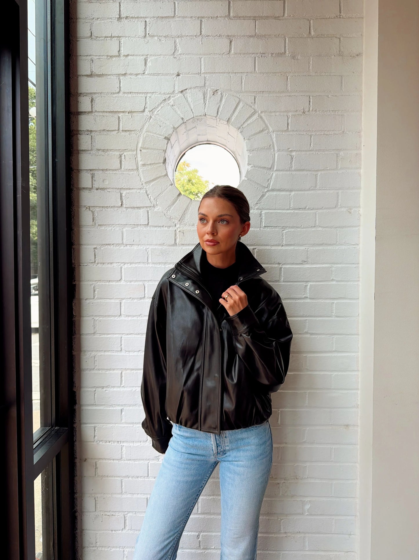 DESSA FAUX LEATHER BOMBER JKT