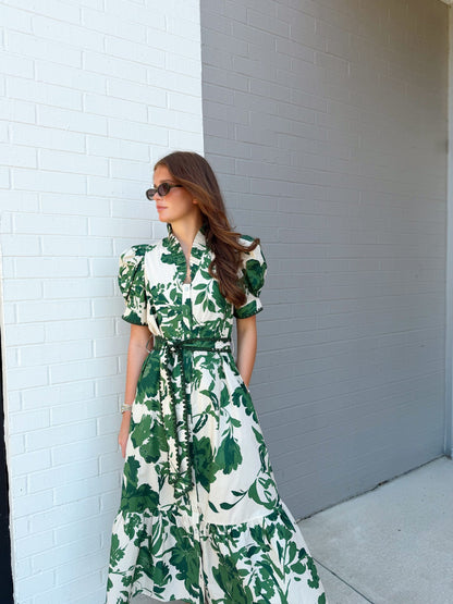 OLIVE FLORAL MAXI