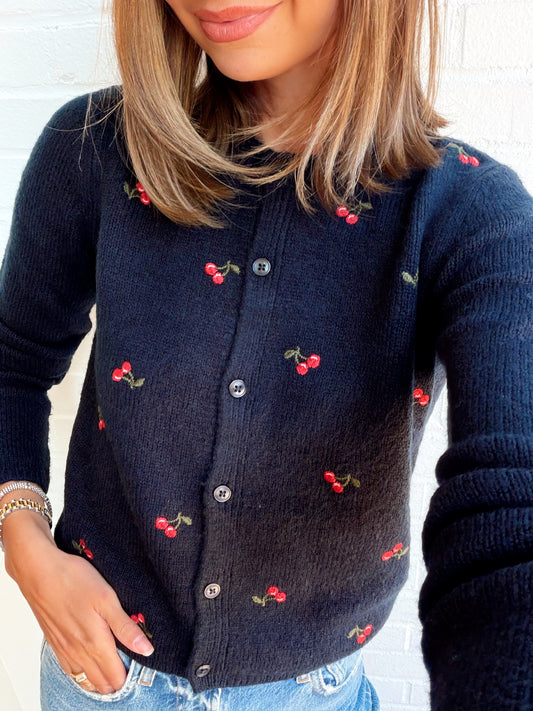 MUSE EMBROIDERED FITTED CARDIGAN