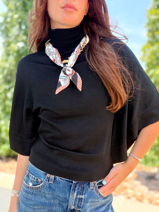 TURTLE NECK HALF SLEEVE SWEATER