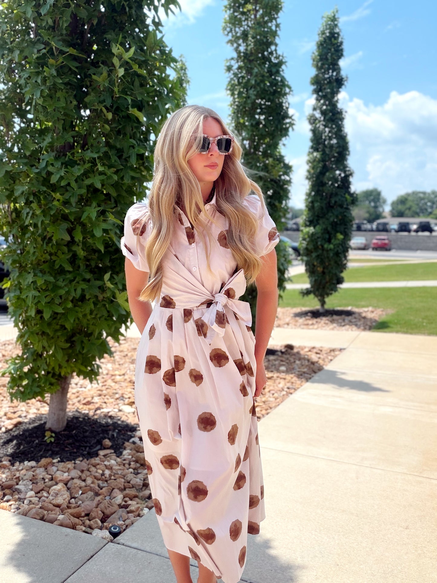 BLUSH DOT TIE DRESS