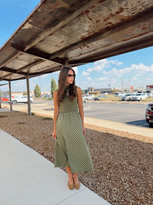 POLKA DOT SLEEVELESS DRESS