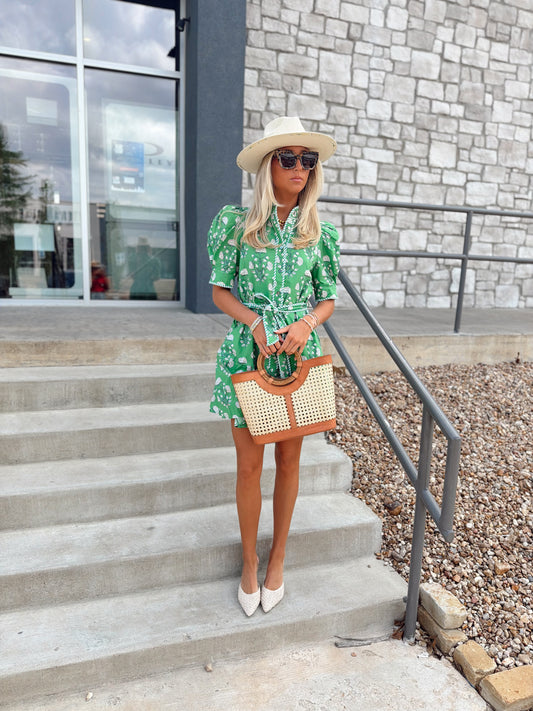 PUFF SLEEVE BELTED MINI