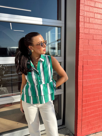 STRIPE PEPLUM POLO