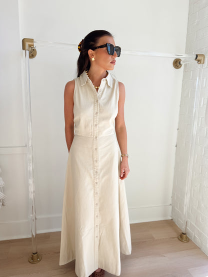 IVY SLEEVELESS BUTTON DOWN MAXI