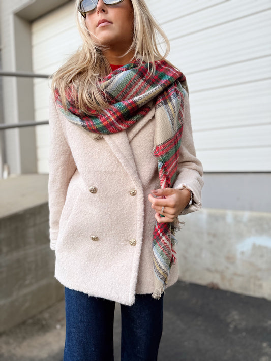 BEIGE PLAID SCARF