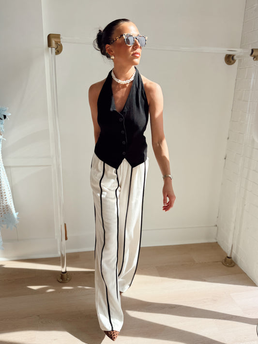 VISCOSE LINEN HALTER TOP