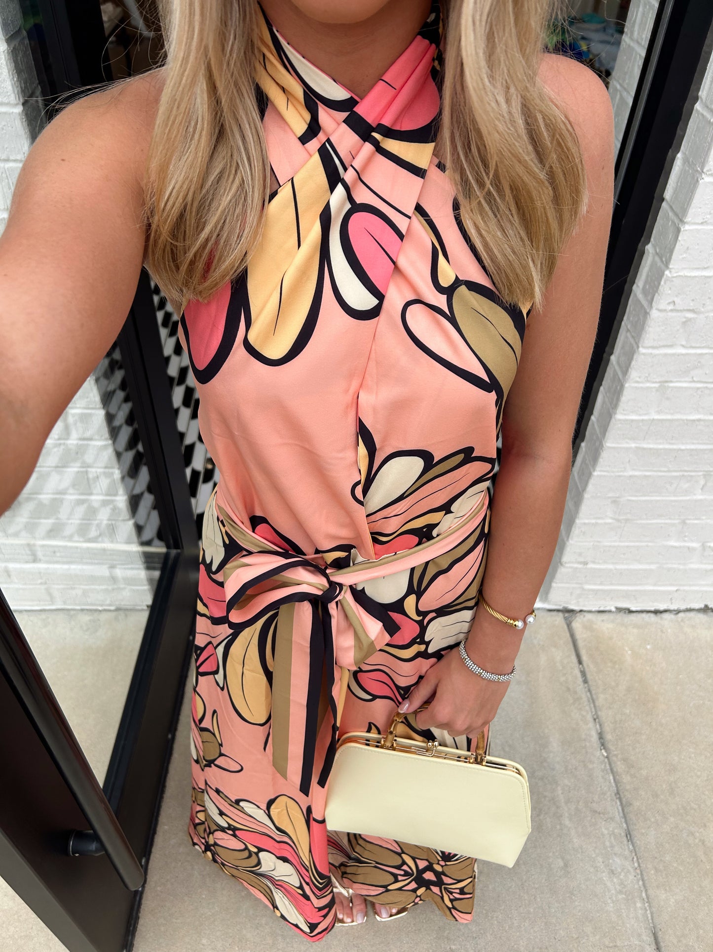 CROSSOVER HALTER DRESS