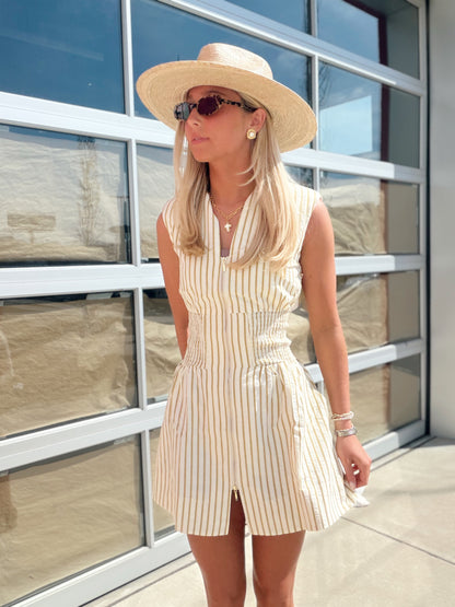 SERENE ZIP FRONT MINI IN CITRON STRIPE