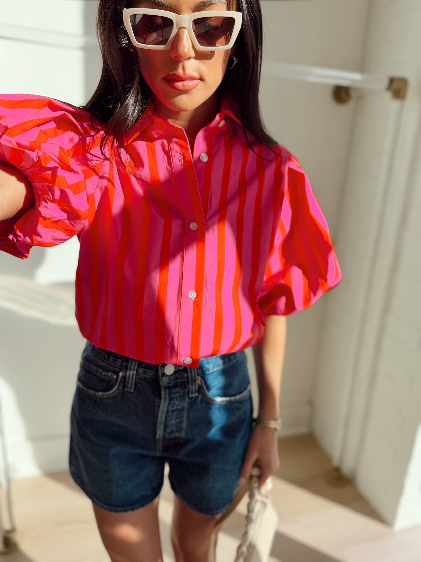 STRIPED POPLIN TOP