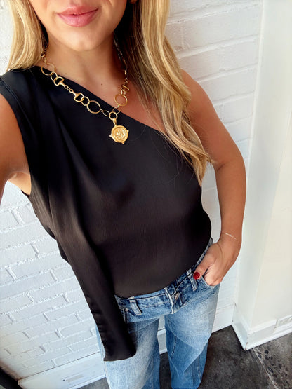 LISETTE SCARF ONE SHOULDER TOP