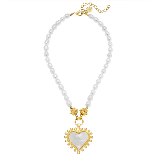 MOTHER OF PEARL HEART PEARL NECKLACE