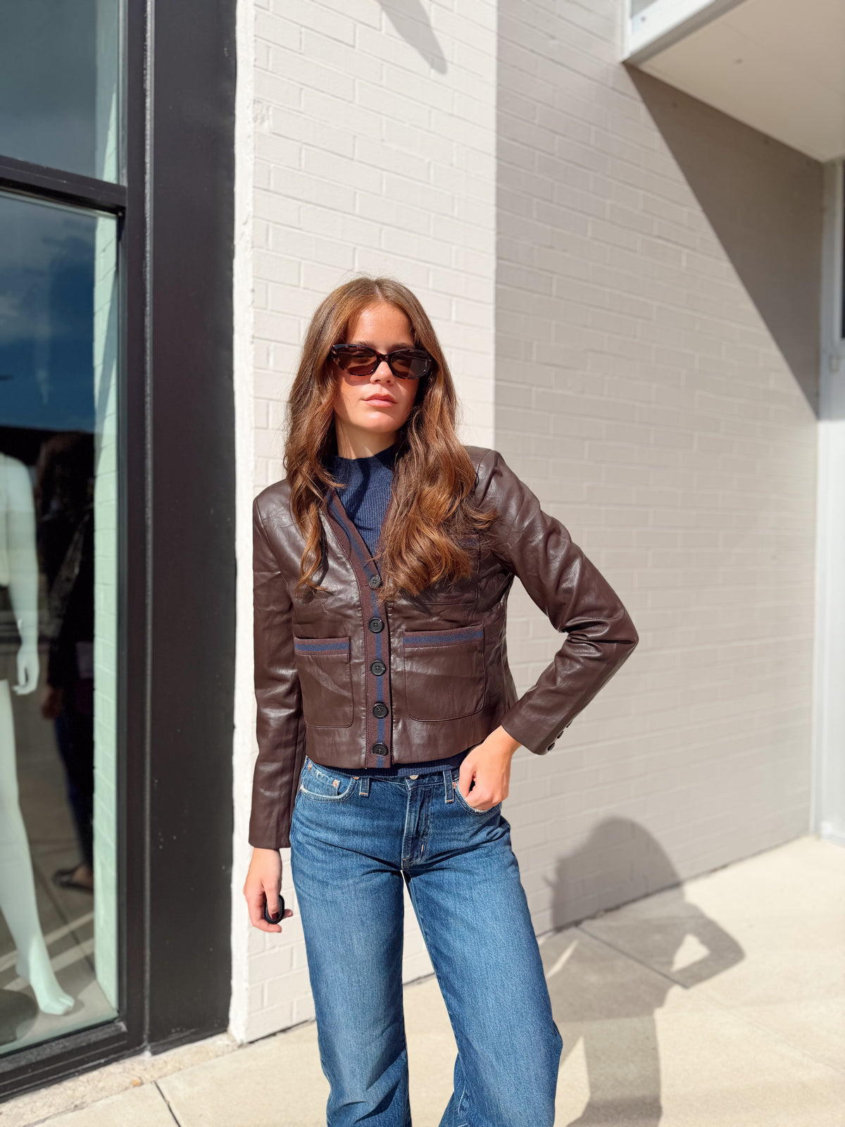 HAZEL RIBBED TRIM VEGAN JACKET
