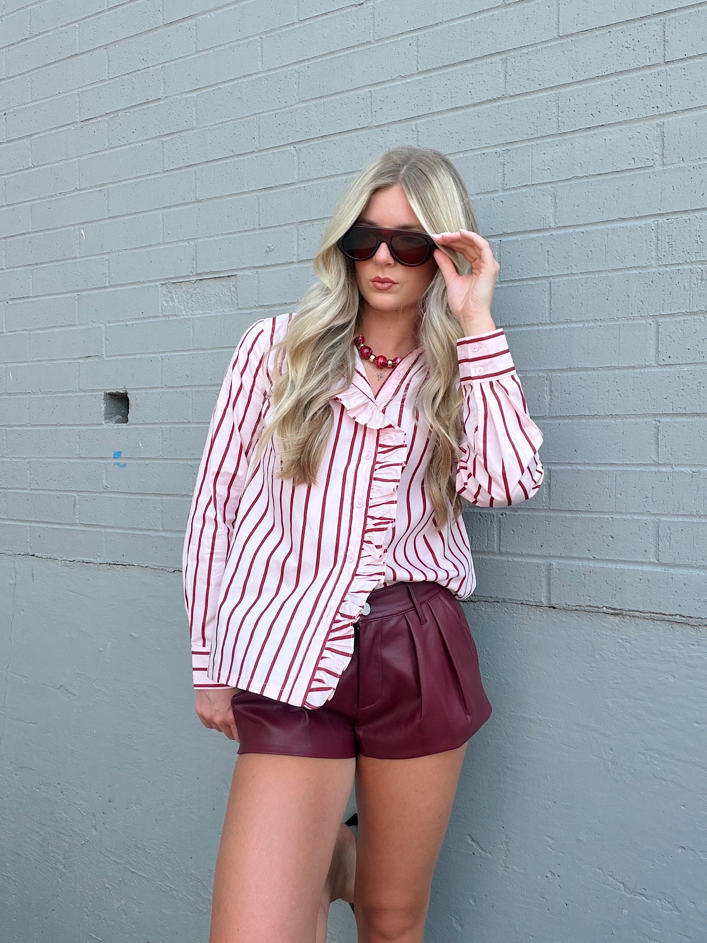 STRIPE RUFFLED SHIRT