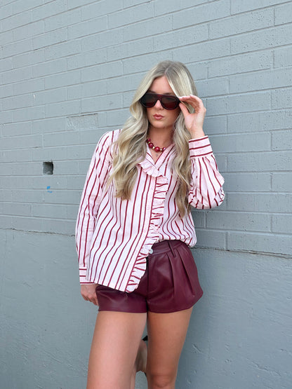 STRIPE RUFFLED SHIRT