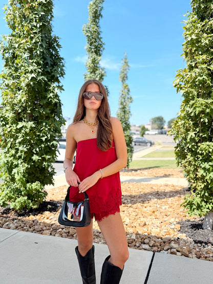 LACE TRIM STRAPLESS TOP