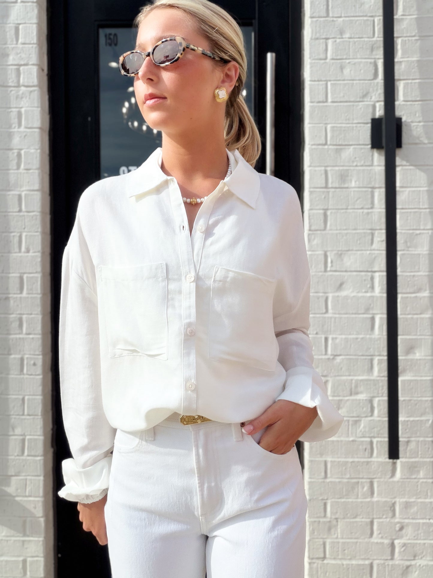 COOPER LINEN BLOUSE SLEEVE TOP