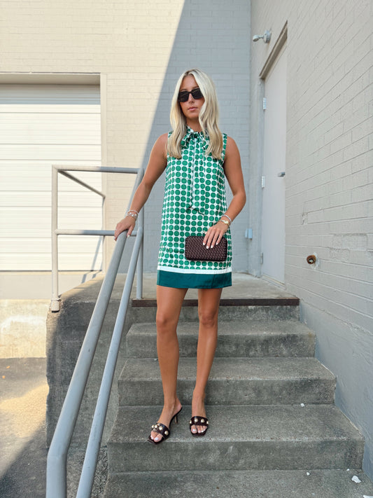 GEO PRINT TIE DRESS