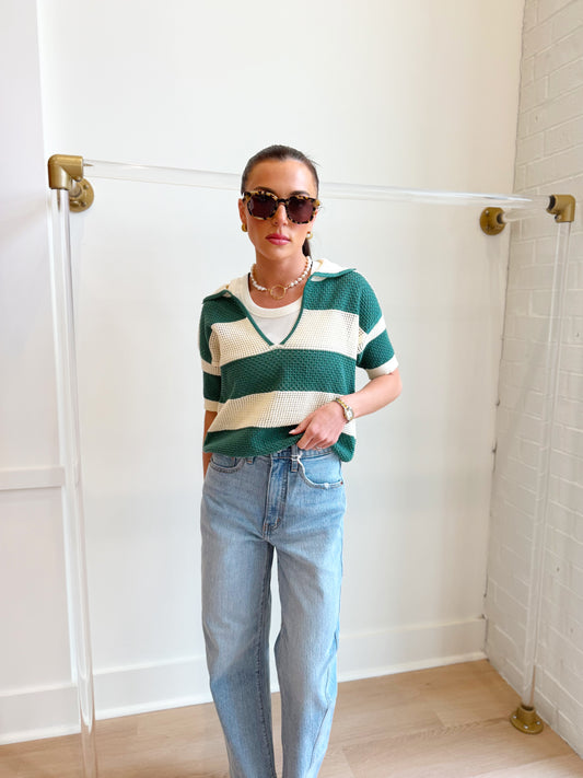 CHIOS KNIT POLO TOP
