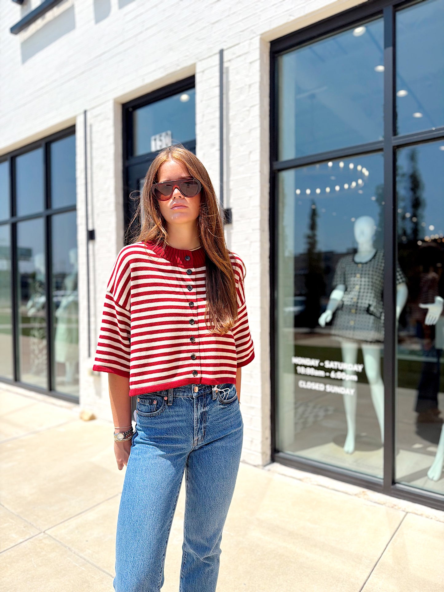 NATALIE STRIPE LOOSE KNIT TOP