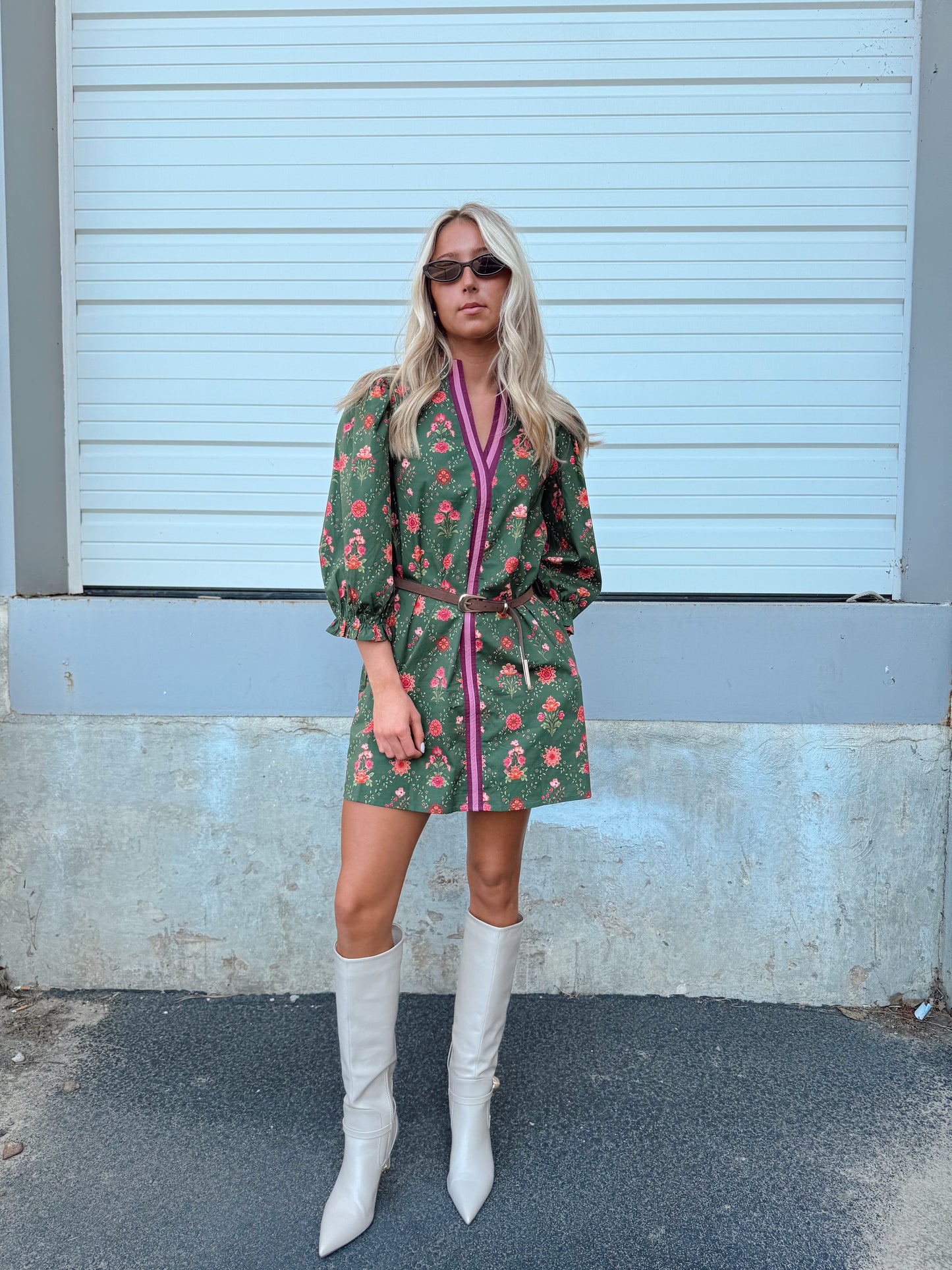OLIVE FLORAL PRINT DRESS
