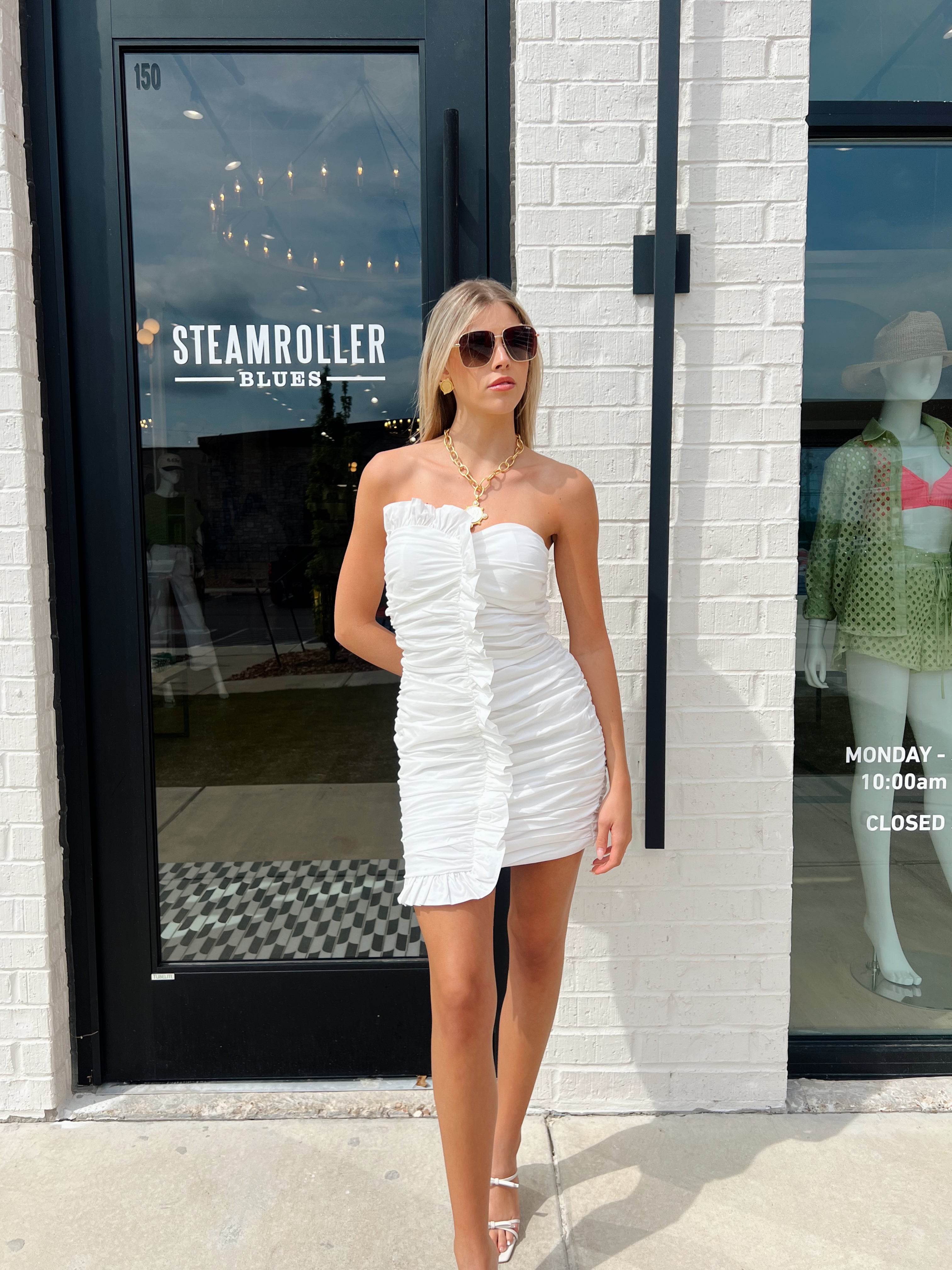POPLIN RUCHED MINI DRESS SteamRoller Blues Jonesboro