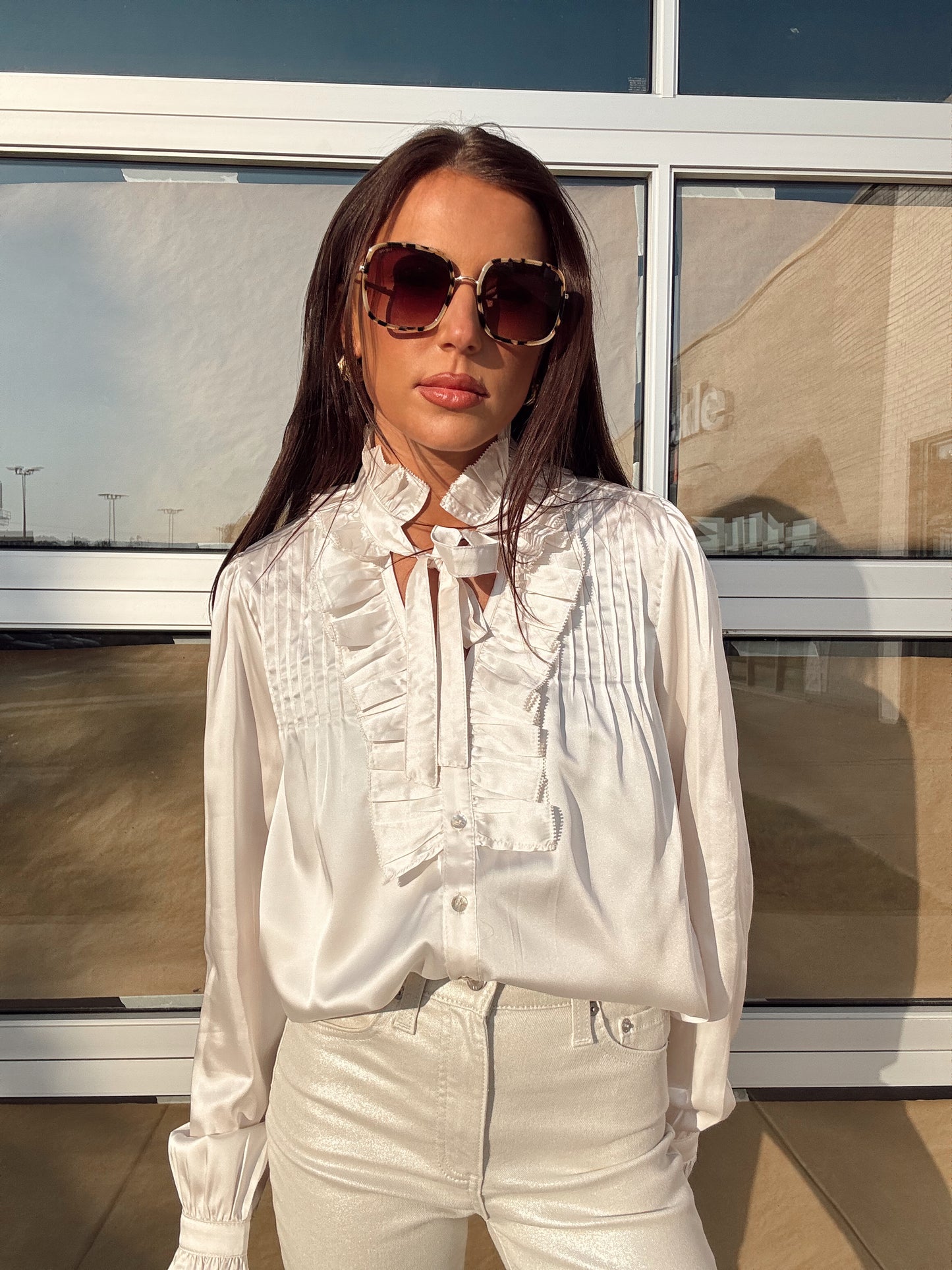 SILKY RUFFLED BLOUSE