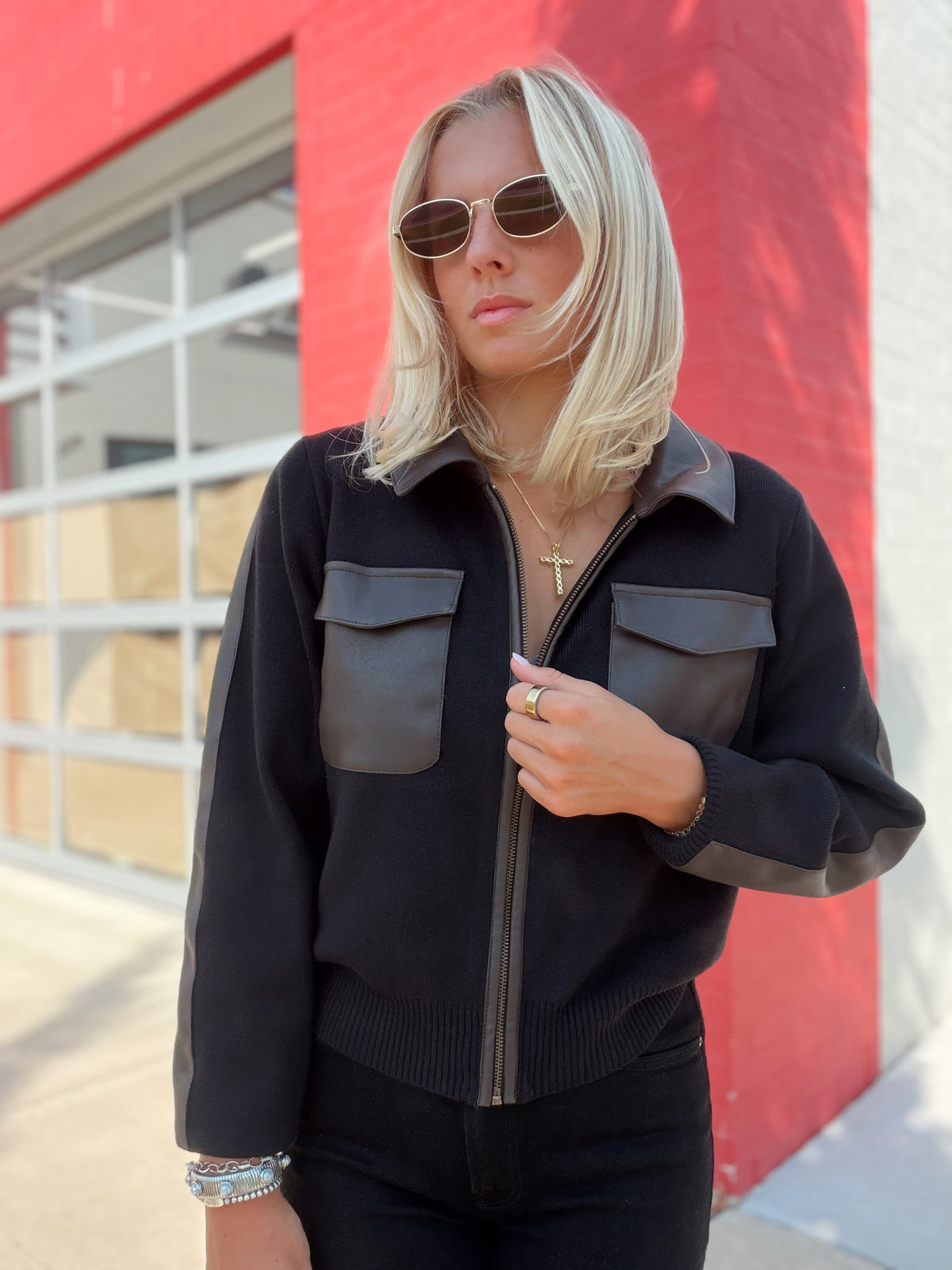 AVERY LEATHER SWEATER