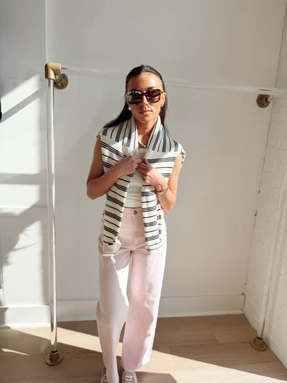 STRIPED HENLEY SWEATER