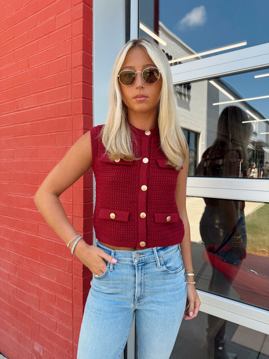 SELENA BUTTON KNIT TOP