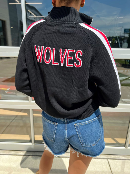 HALF ZIP WOLVES KNIT PULLOVER