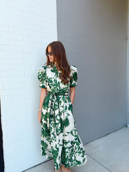 OLIVE FLORAL MAXI