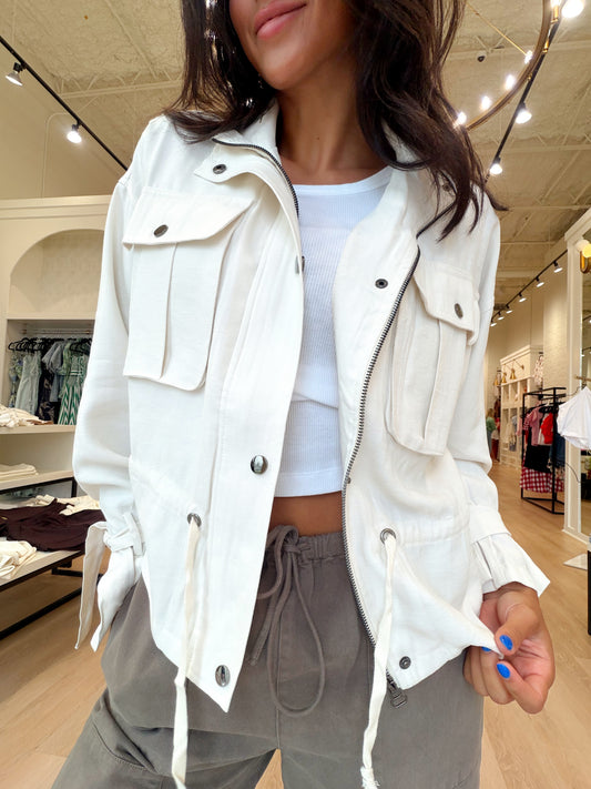 STAND COLLAR DRAWSTRING JACKET