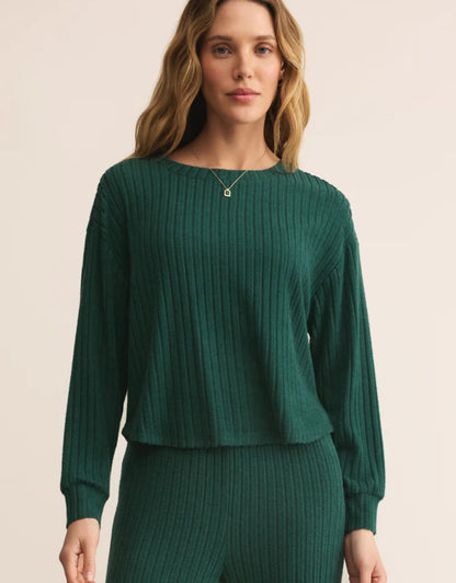 ELFIE SILKY RIB LONG SLEEVE TOP
