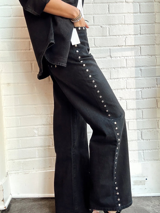 GEMMA WIDE LEG STUDDED SLOUCH