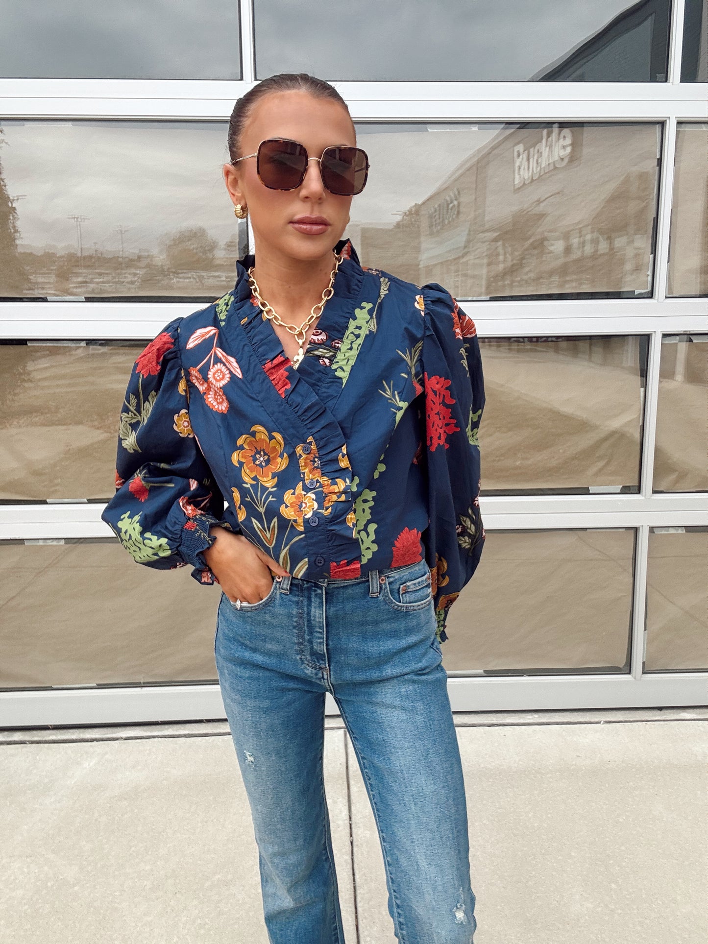 MIDNIGHT FLORAL MIX BLOUSE