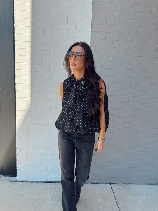 DOTTED CUTOUT BLOUSE