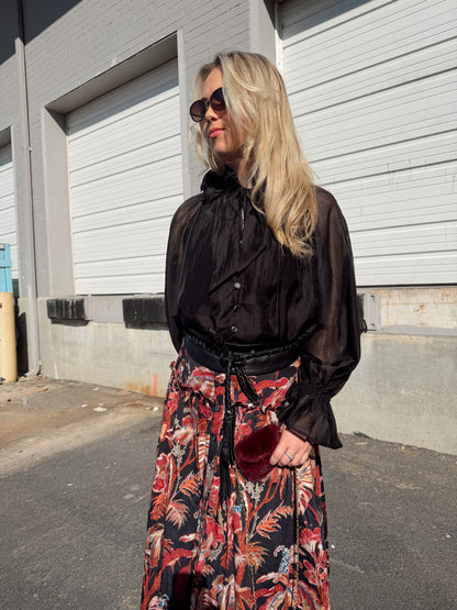 ZIVA FLUTTER NECK BLOUSE