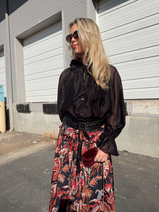 ZIVA FLUTTER NECK BLOUSE
