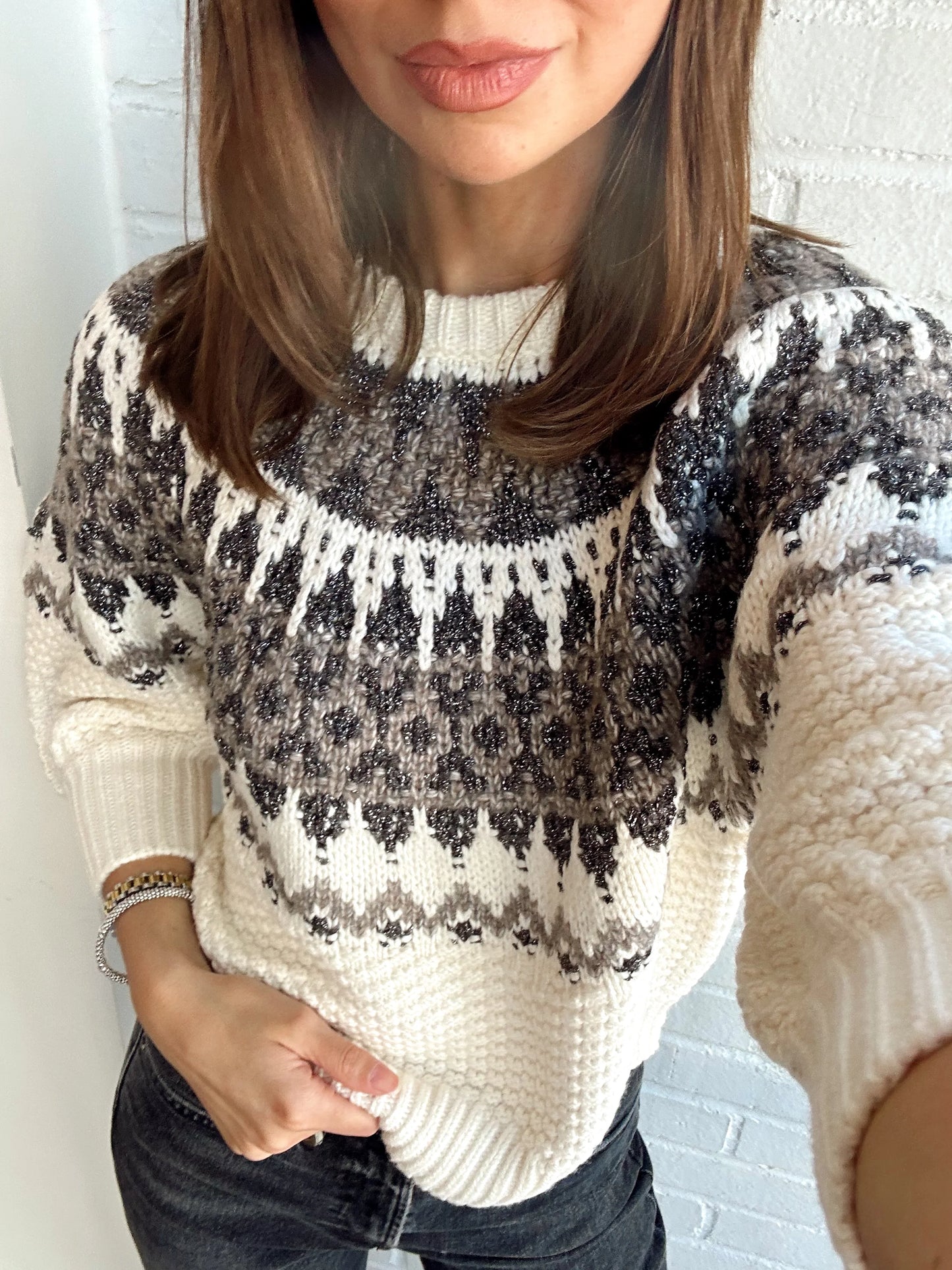 PUFF SLEEVE FAIR ISLE TOP