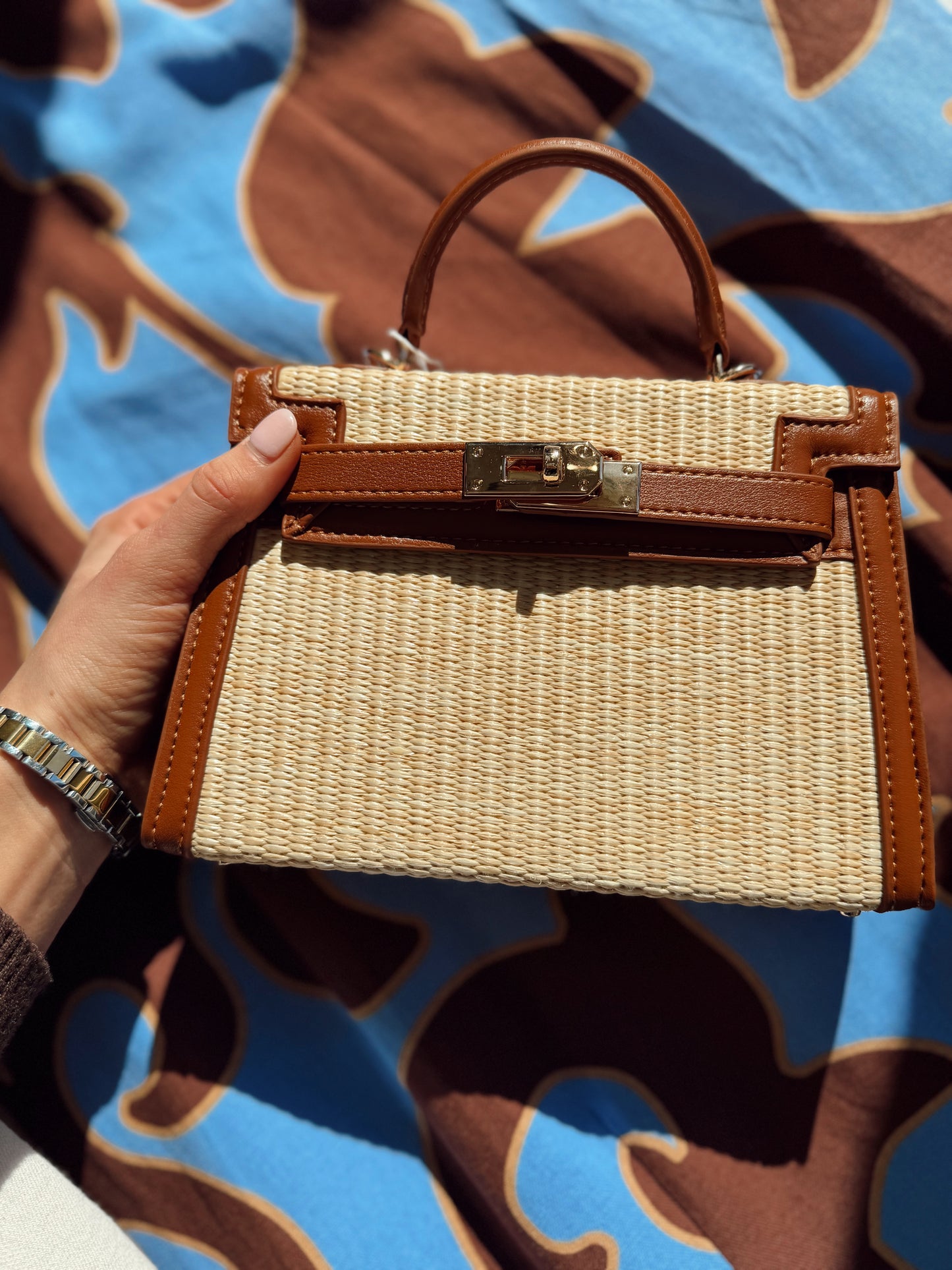 HARIETTE RAFFIA HANDLE BAG
