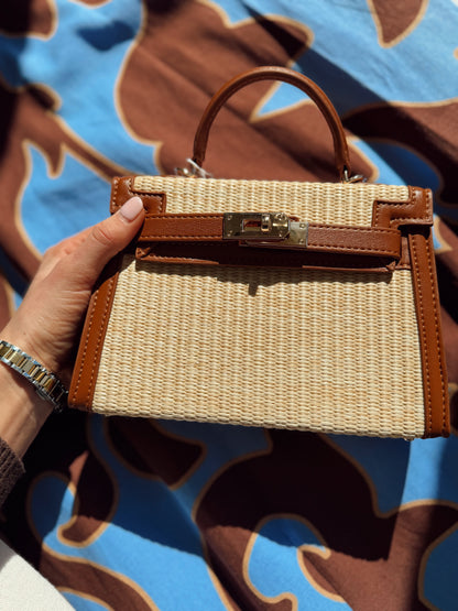 HARIETTE RAFFIA HANDLE BAG
