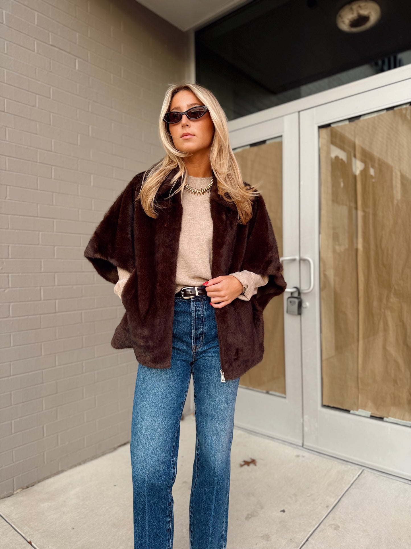 FAUX FUR CAPE