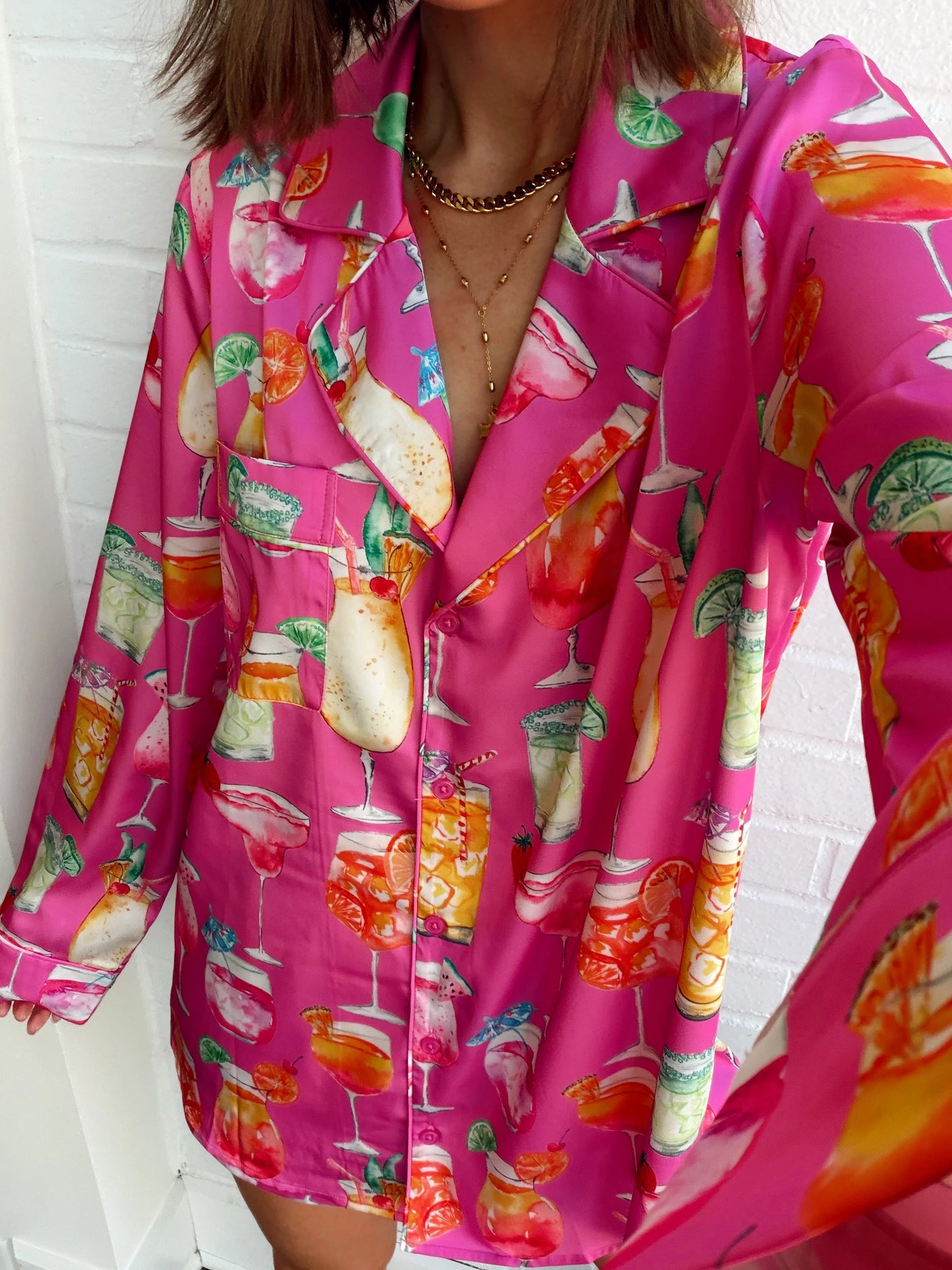 FAVORITE PJ SET- PINK SUNSET COCKTAILS SILKY